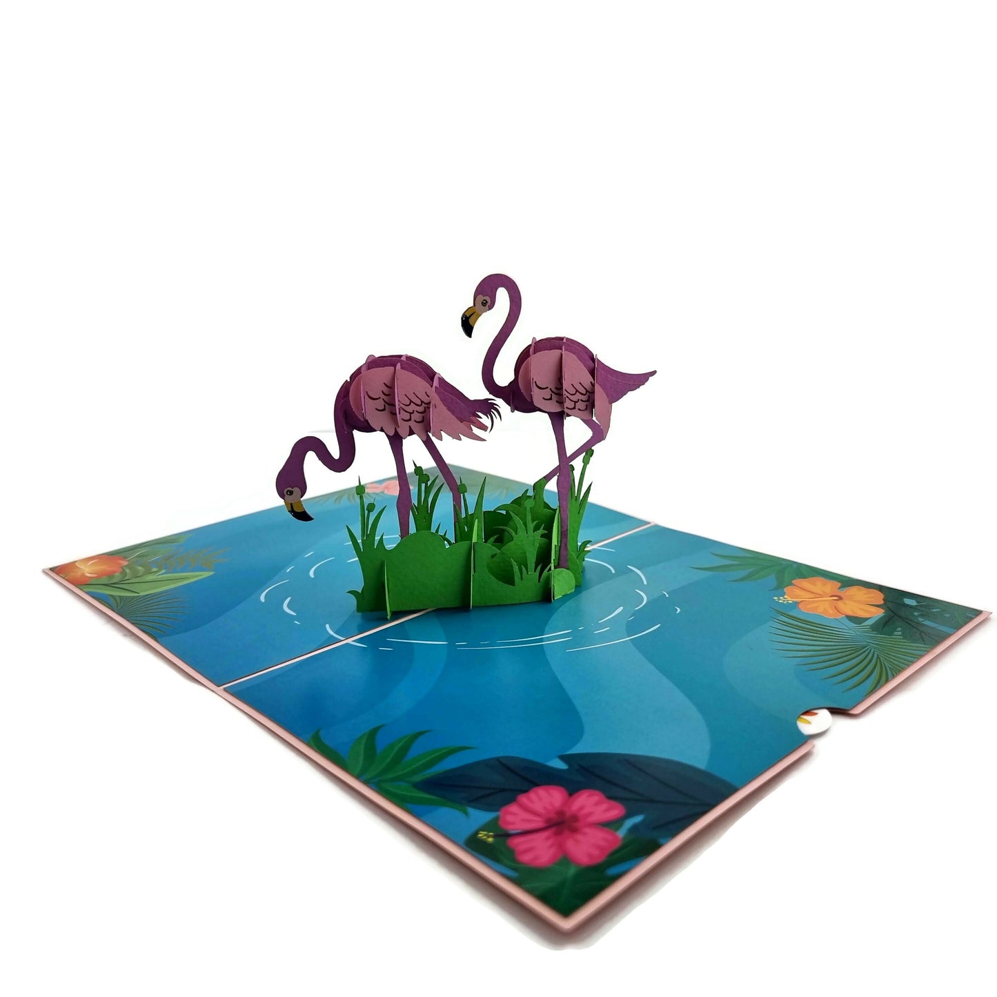 Pink Flamingos Pop Up Card