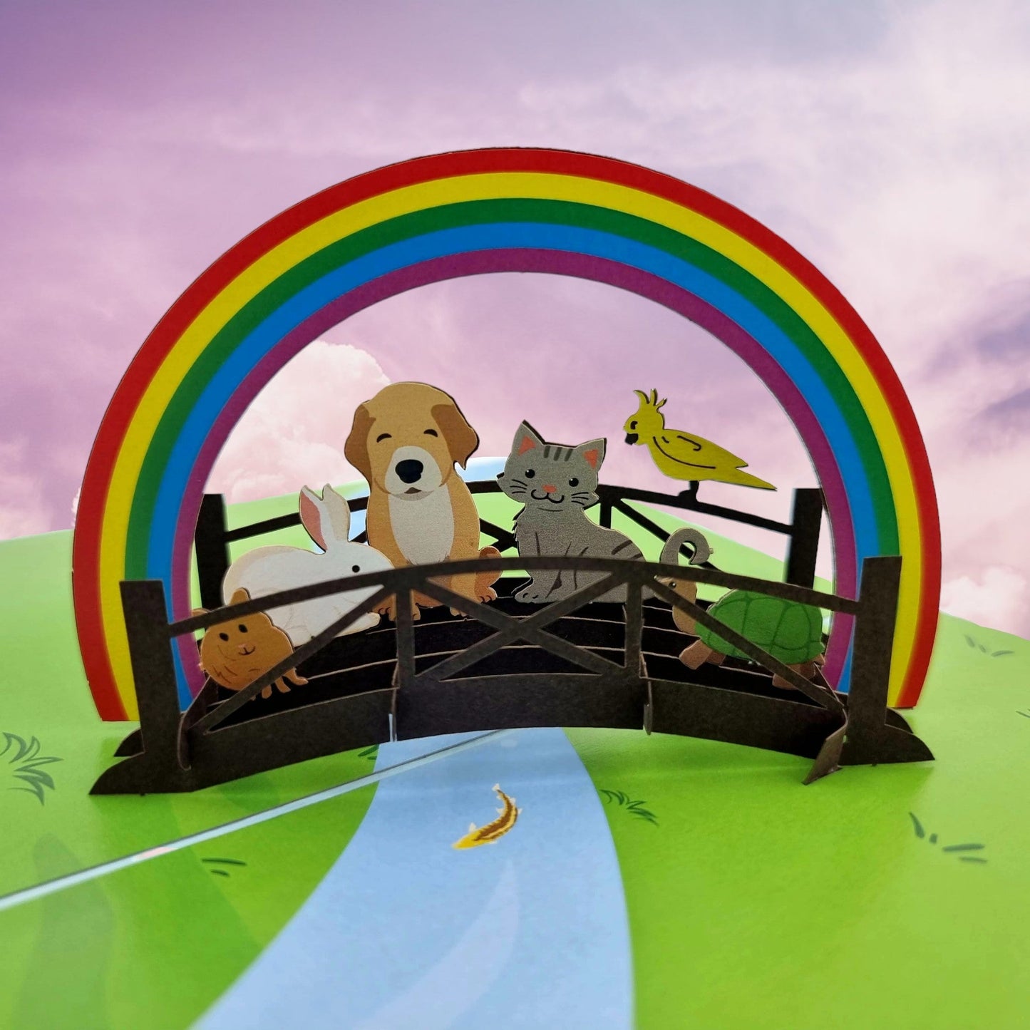 Rainbow Pet Bridge Pop Up Card