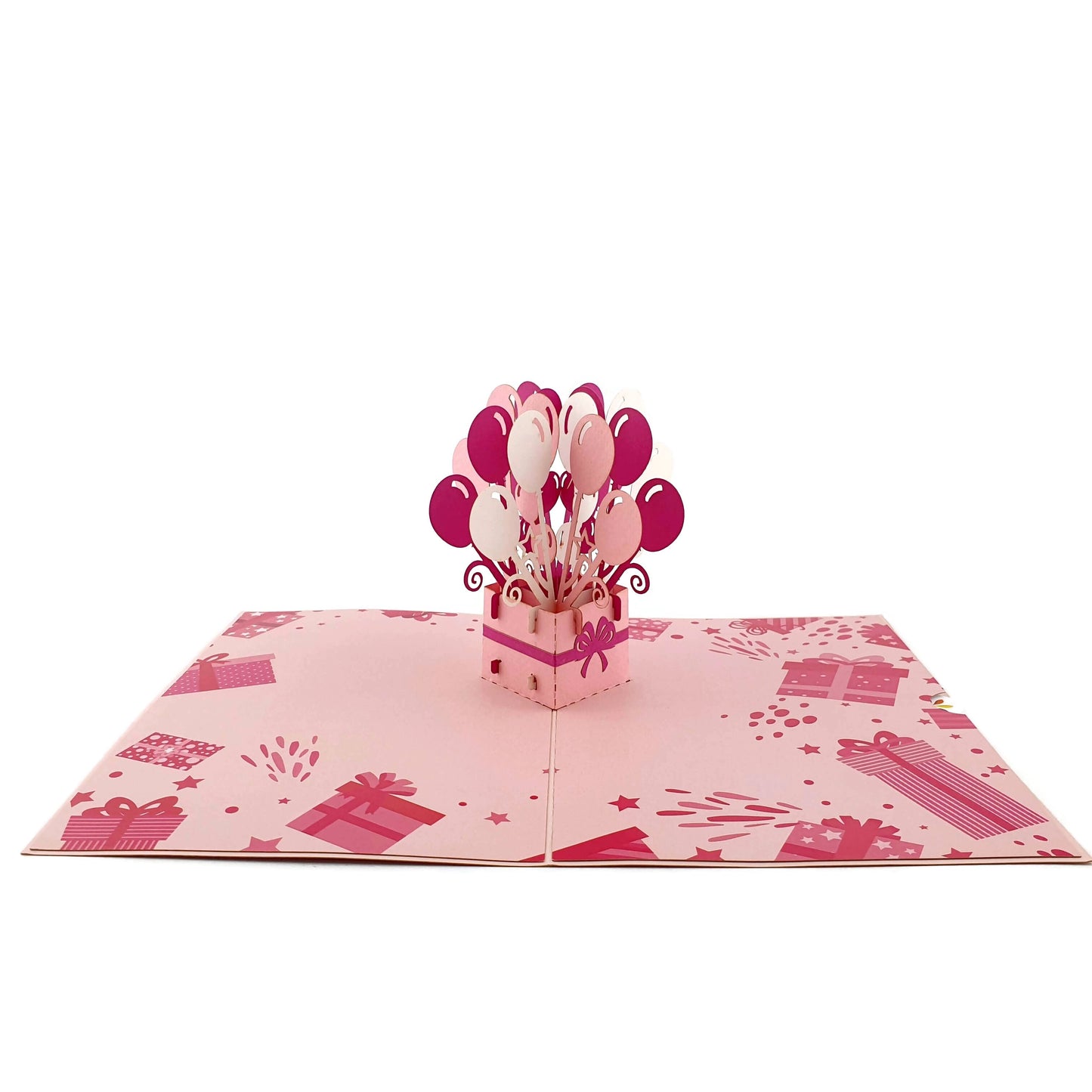 Pink Birthday Balloons Pop Up Card