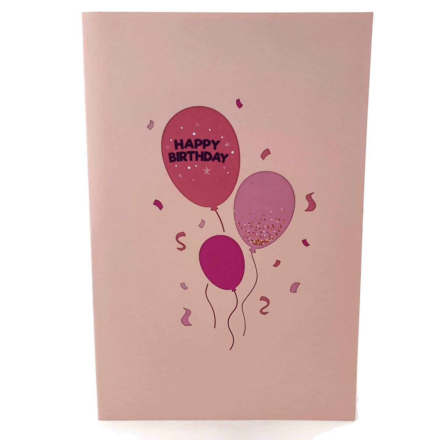 Pink Birthday Balloons Pop Up Card
