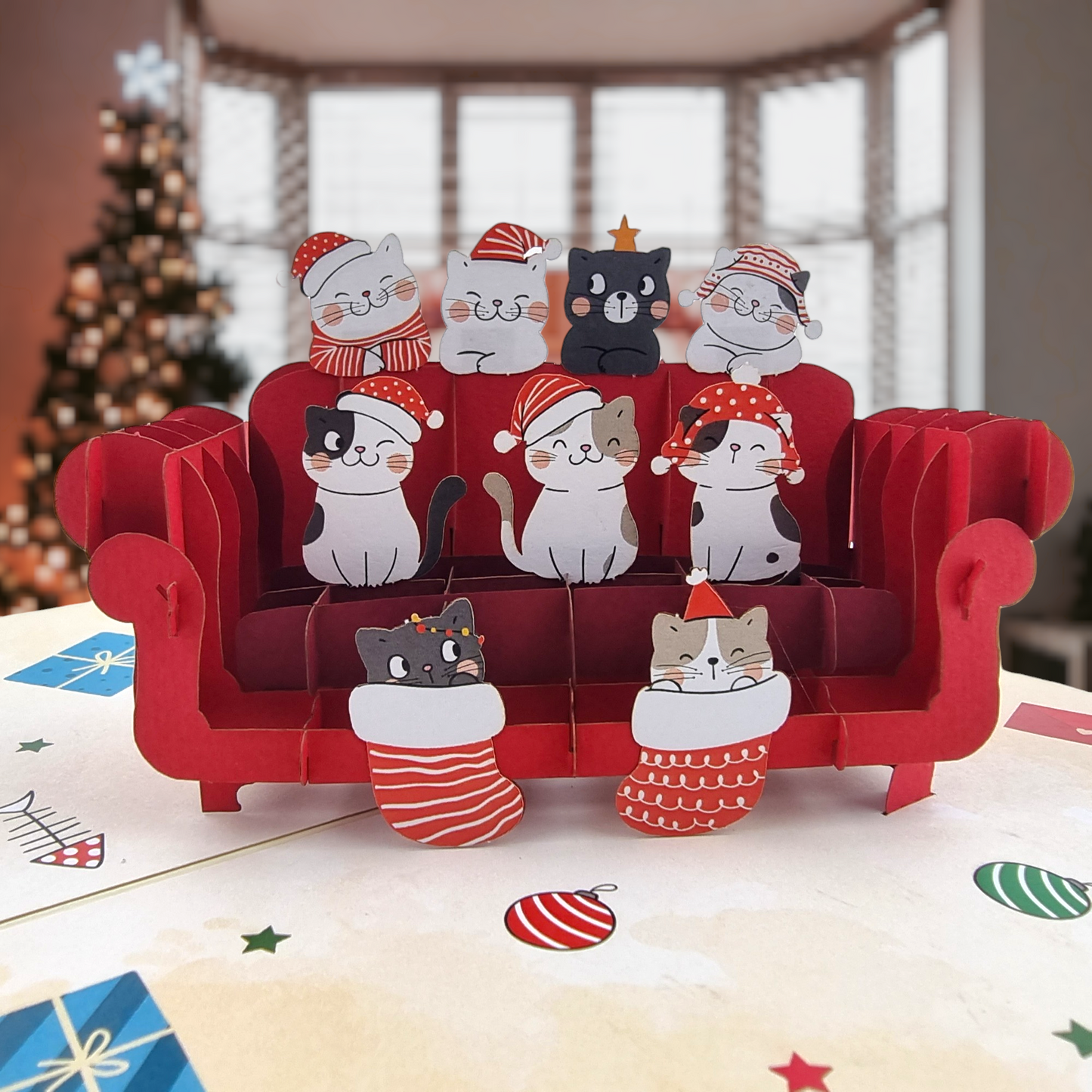 Meowy Christmas Pop Up Card