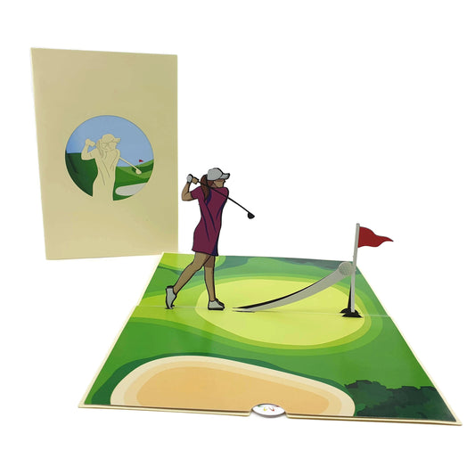 Golf Lady Pop-Up Card