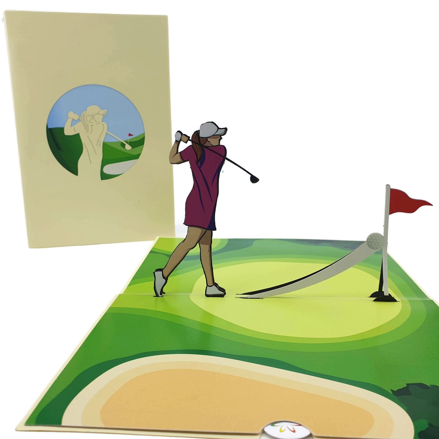 Golf Lady Pop-Up Card