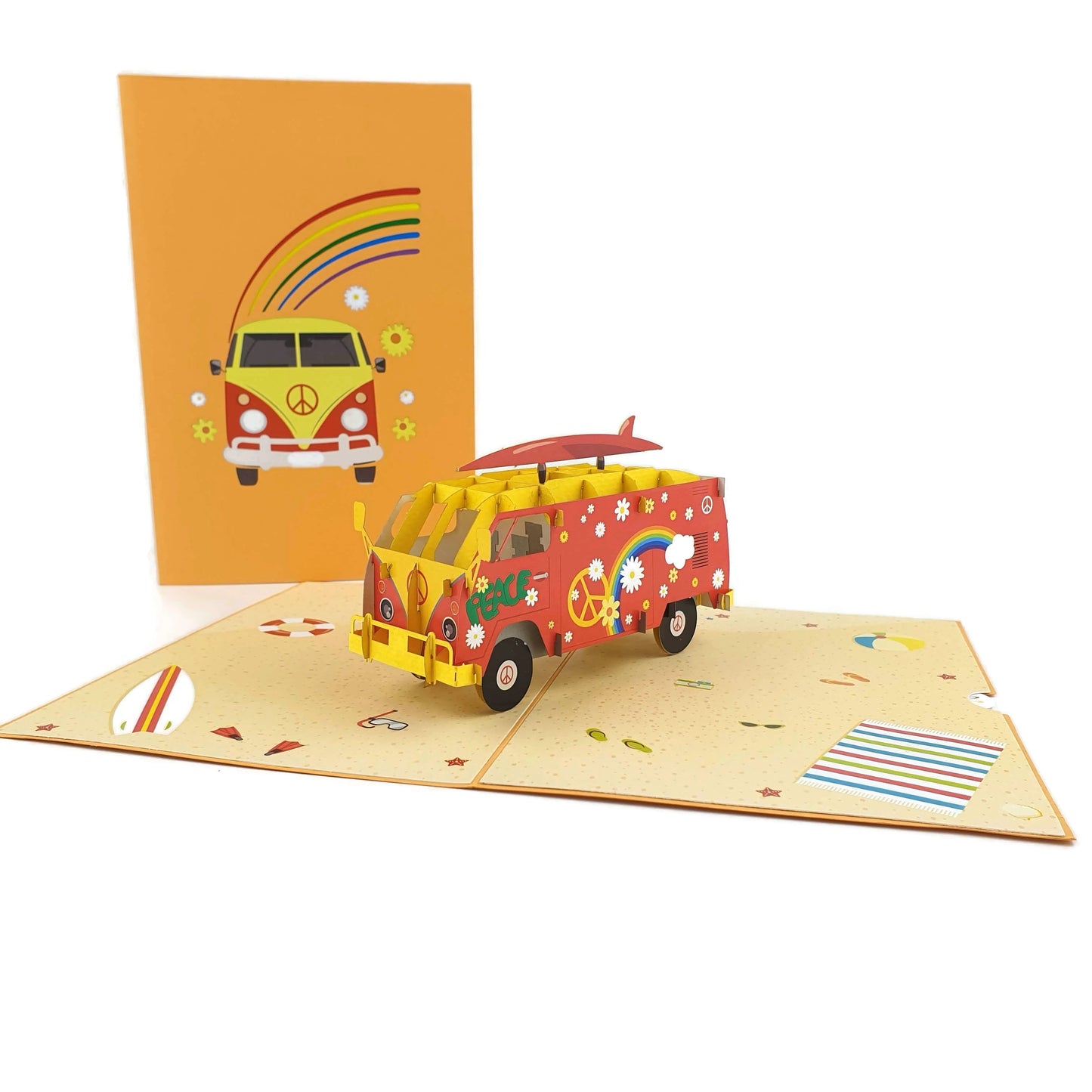 Surfer Kombi Van Pop Up Card