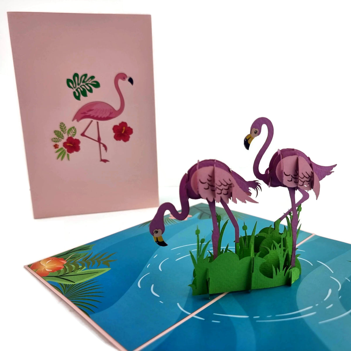 Pink Flamingos Pop Up Card