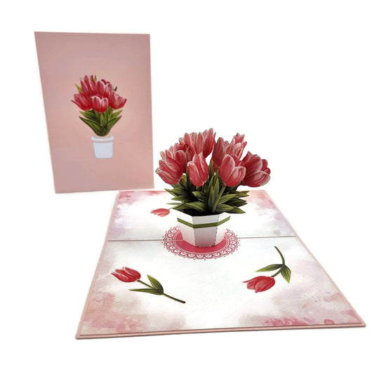 Pink Tulips Pop Up Card