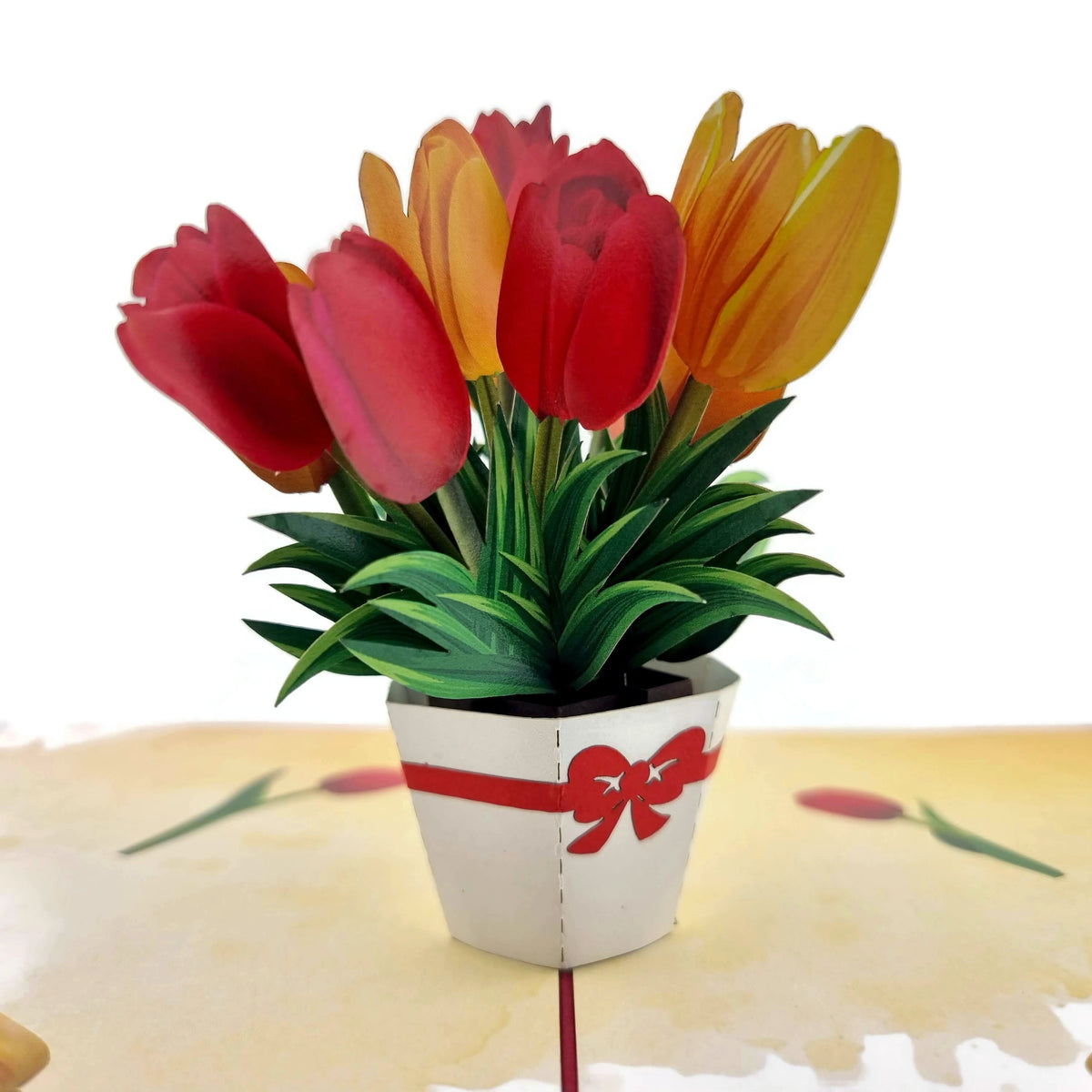 Red & Yellow Tulips Pop Up Card