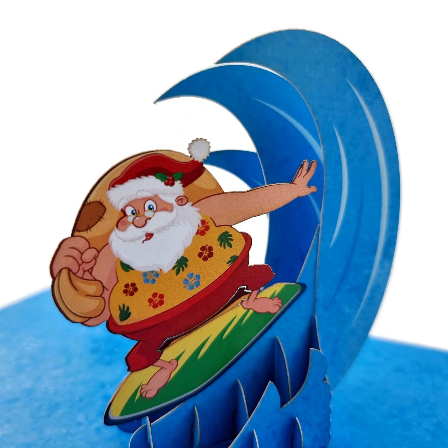 Surfing Santa Pop Up Card