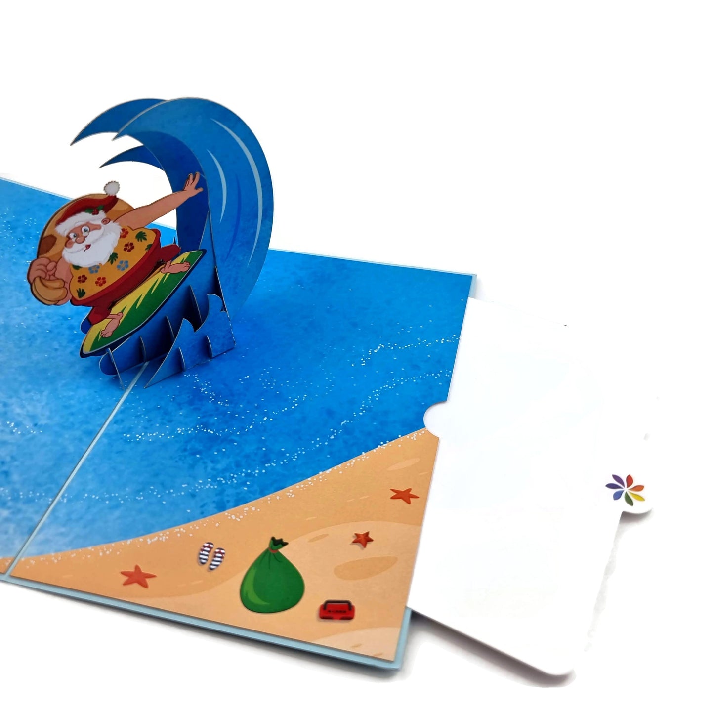Surfing Santa Pop Up Card