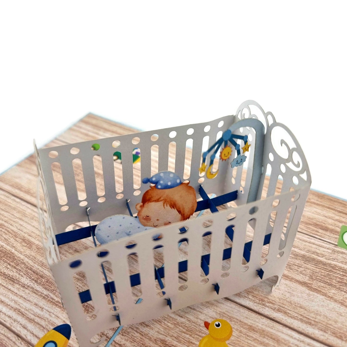 Blue Baby Cot Pop Up Card