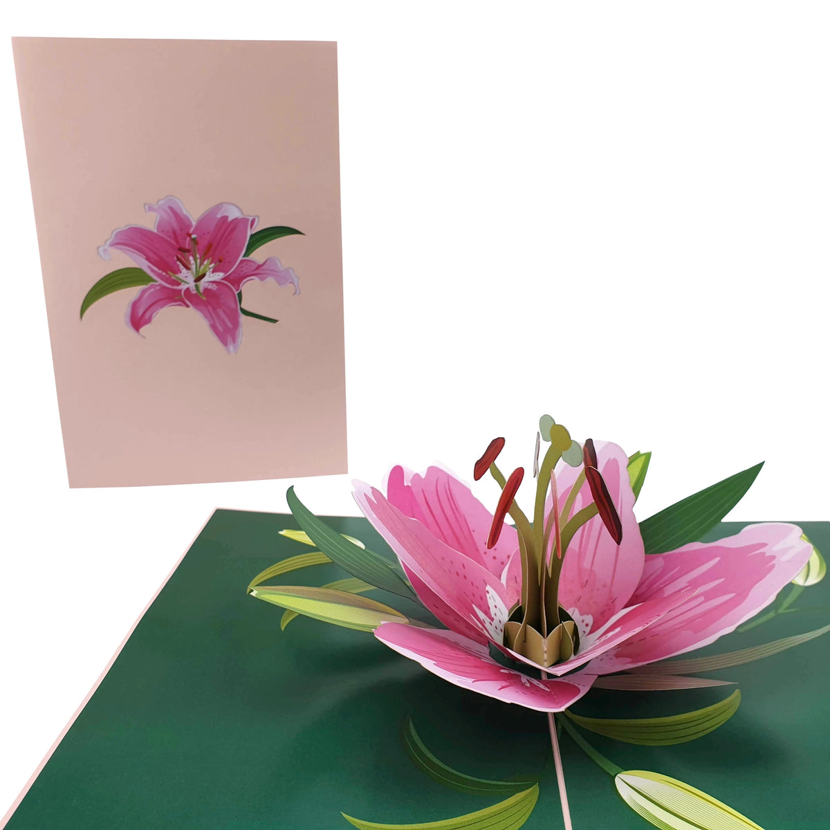 AwesomePinkLilyFlowerPopUpGreetingCard