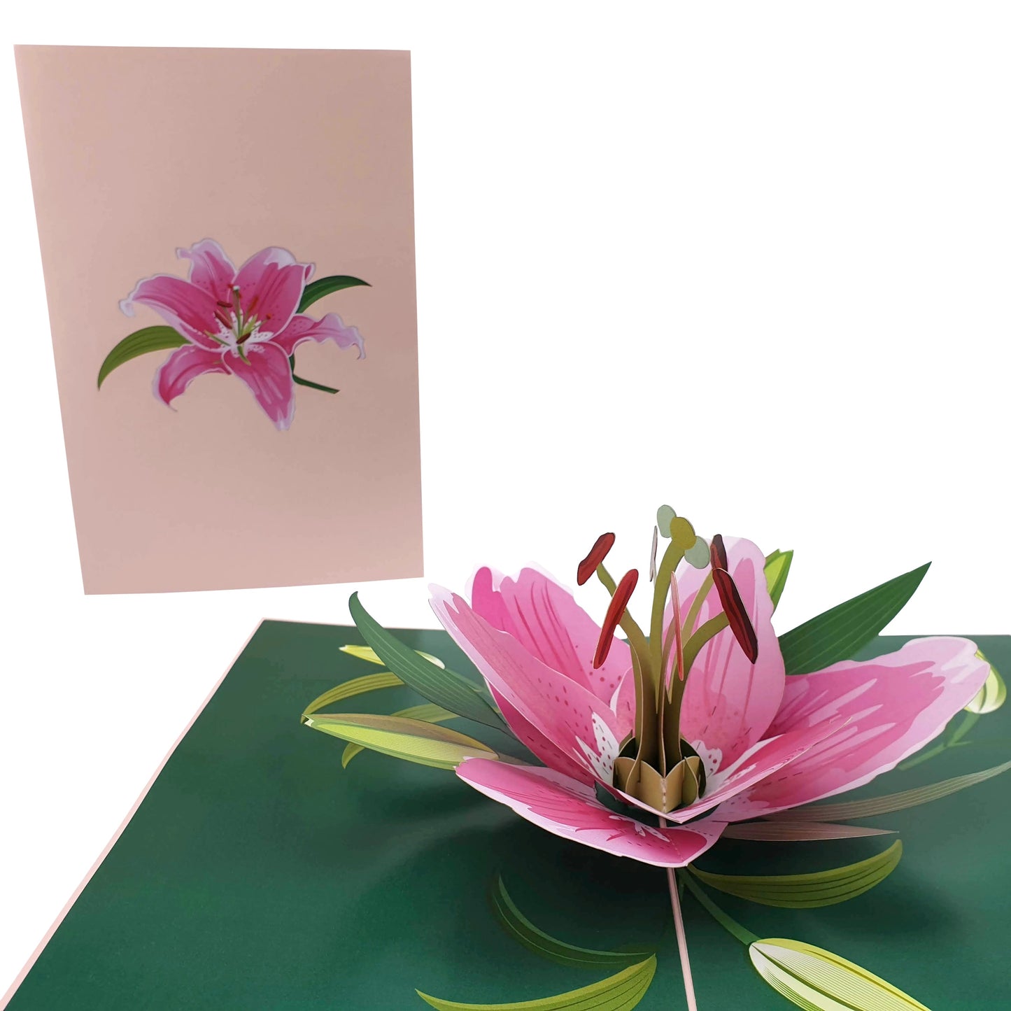 AwesomePinkLilyFlowerPopUpGreetingCard