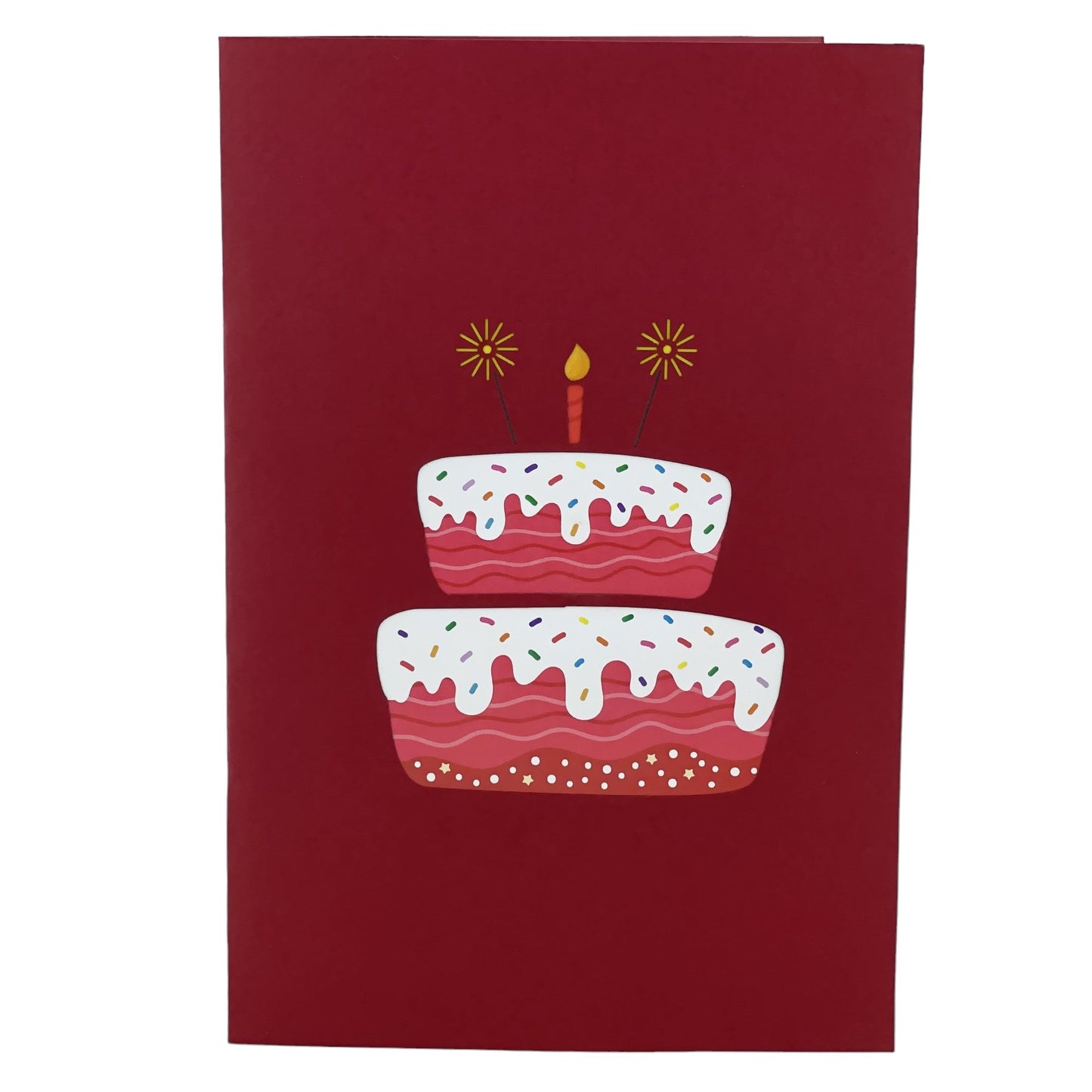 Red Happy Birthday Cake Pop Up Card