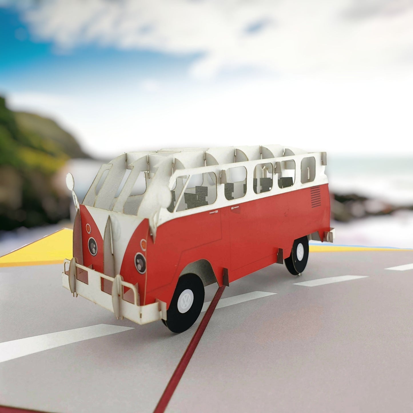 Red Kombi Van Pop Up Card