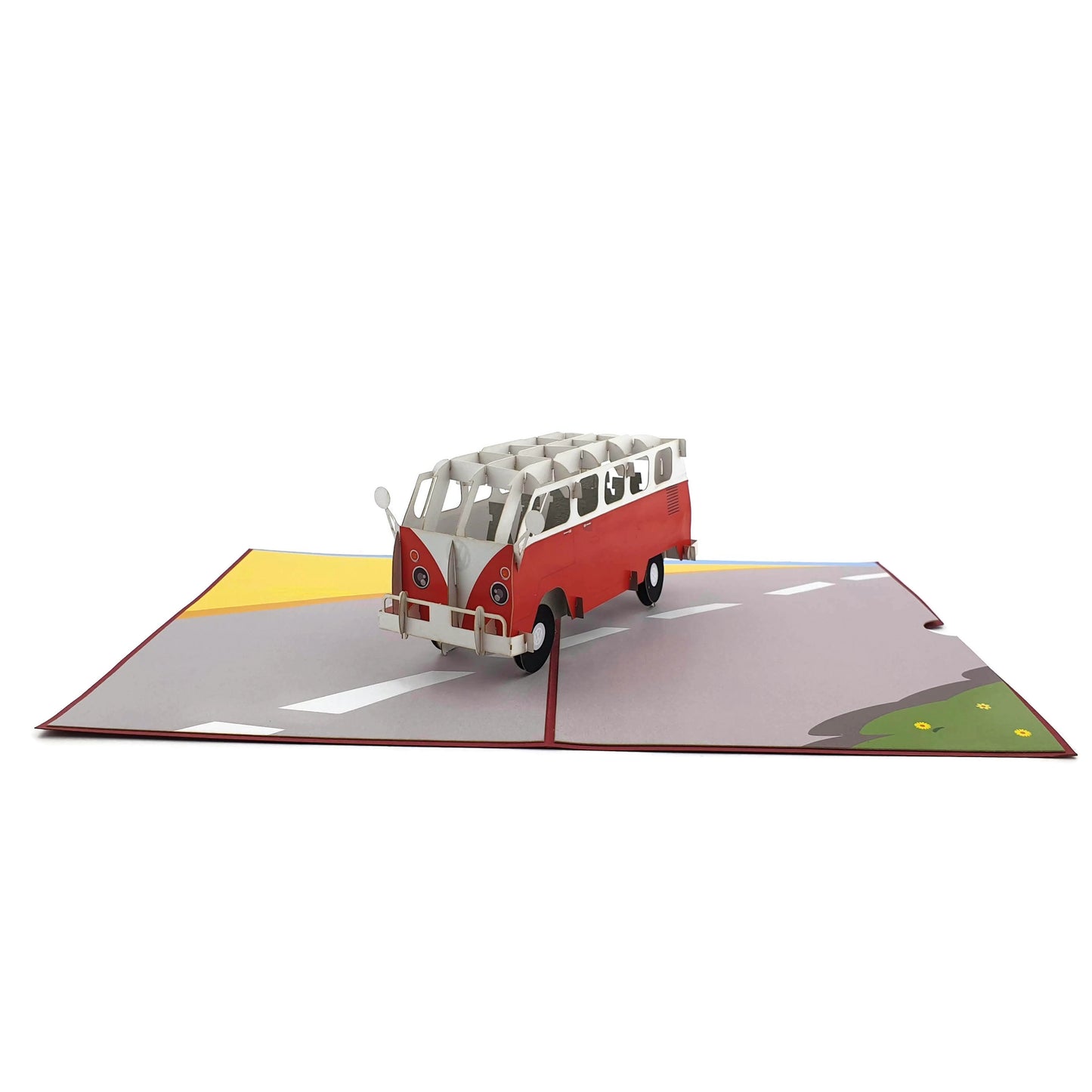 Red Kombi Van Pop Up Card
