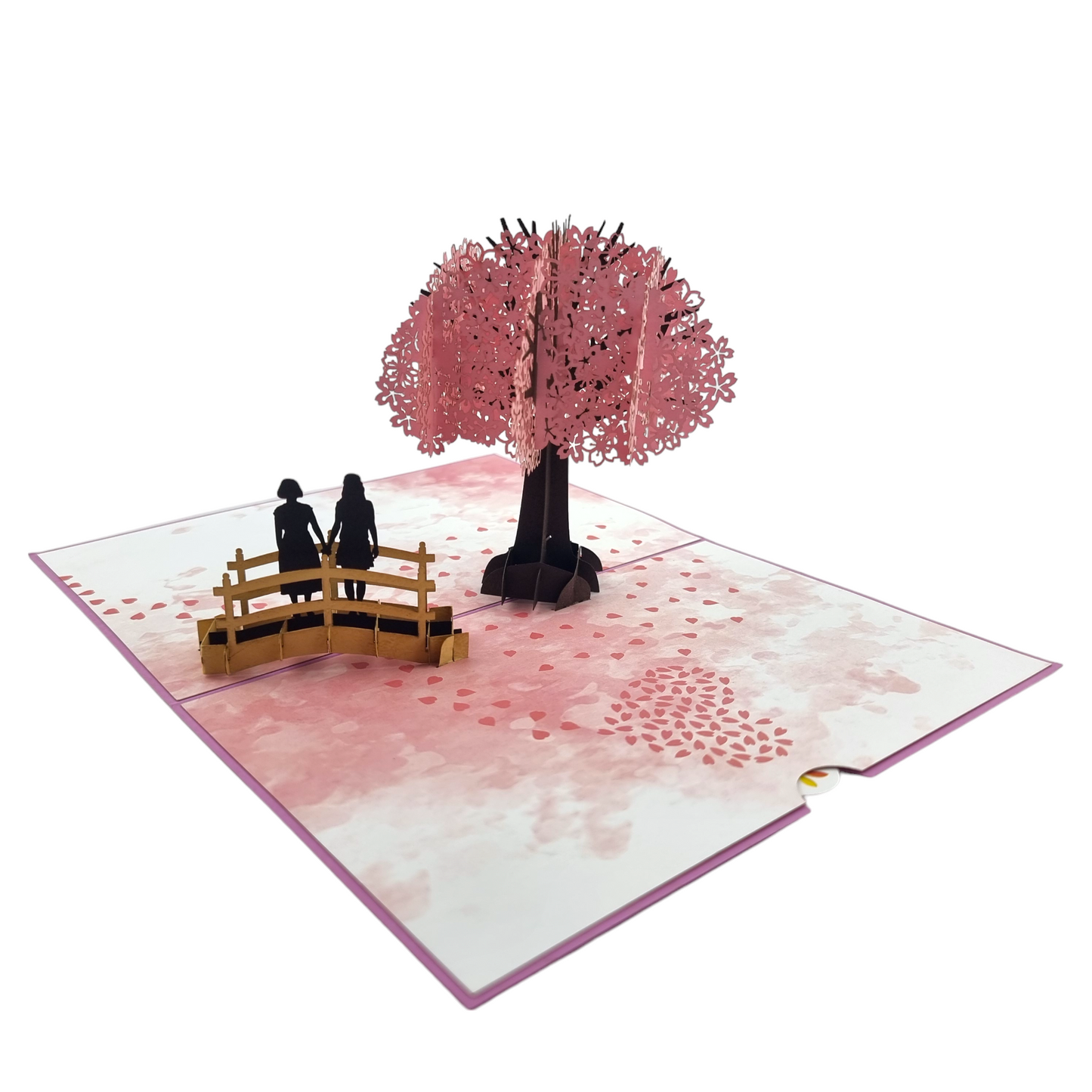 Cherry Blossom Love Scene Same Sex Female Pop-Up Card