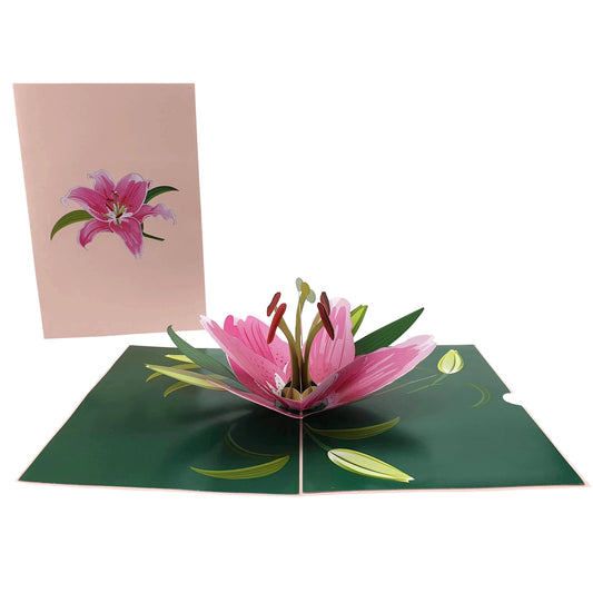 PrettyPinkLilyFlower3dPopUpGreetingCard