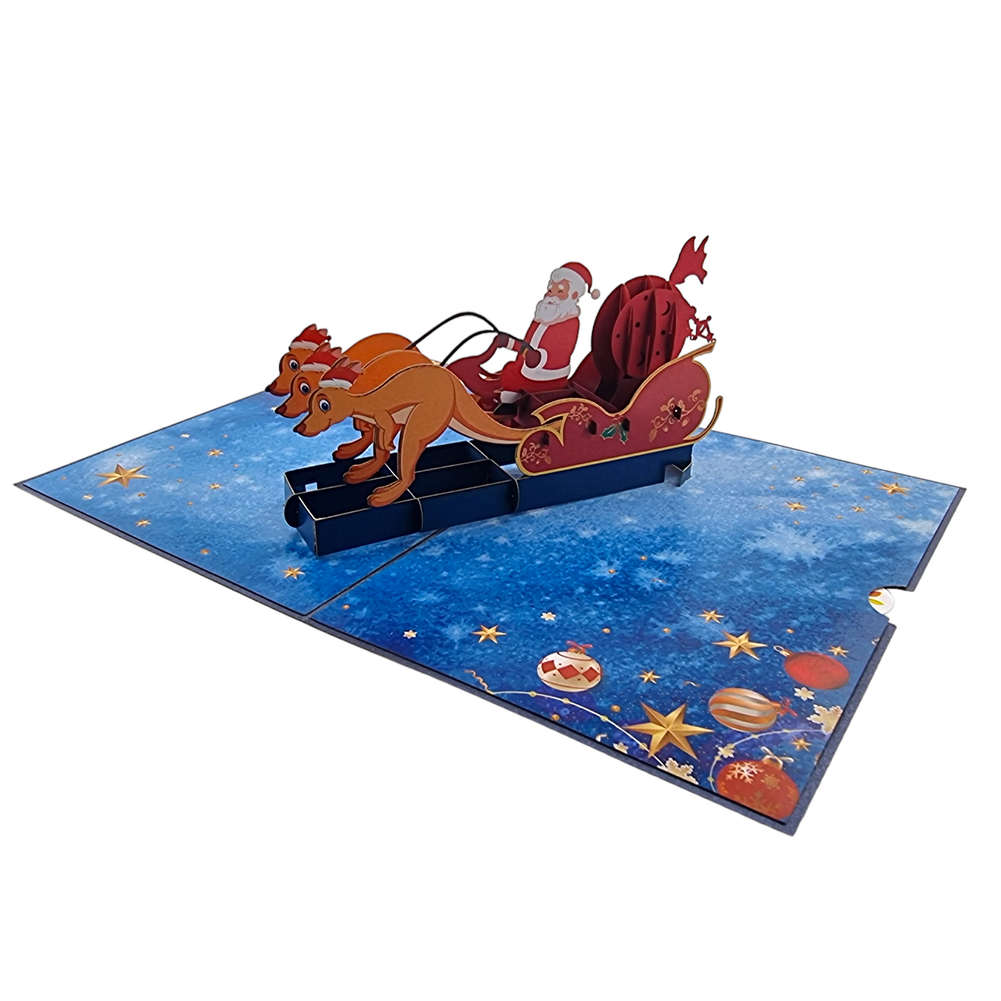 Kangaroo Xmas Sleigh Pop Up Card