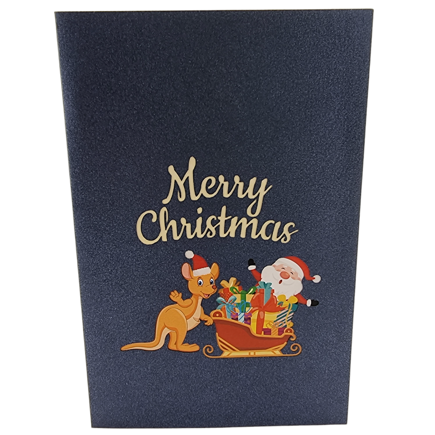 Kangaroo Xmas Sleigh Pop Up Card
